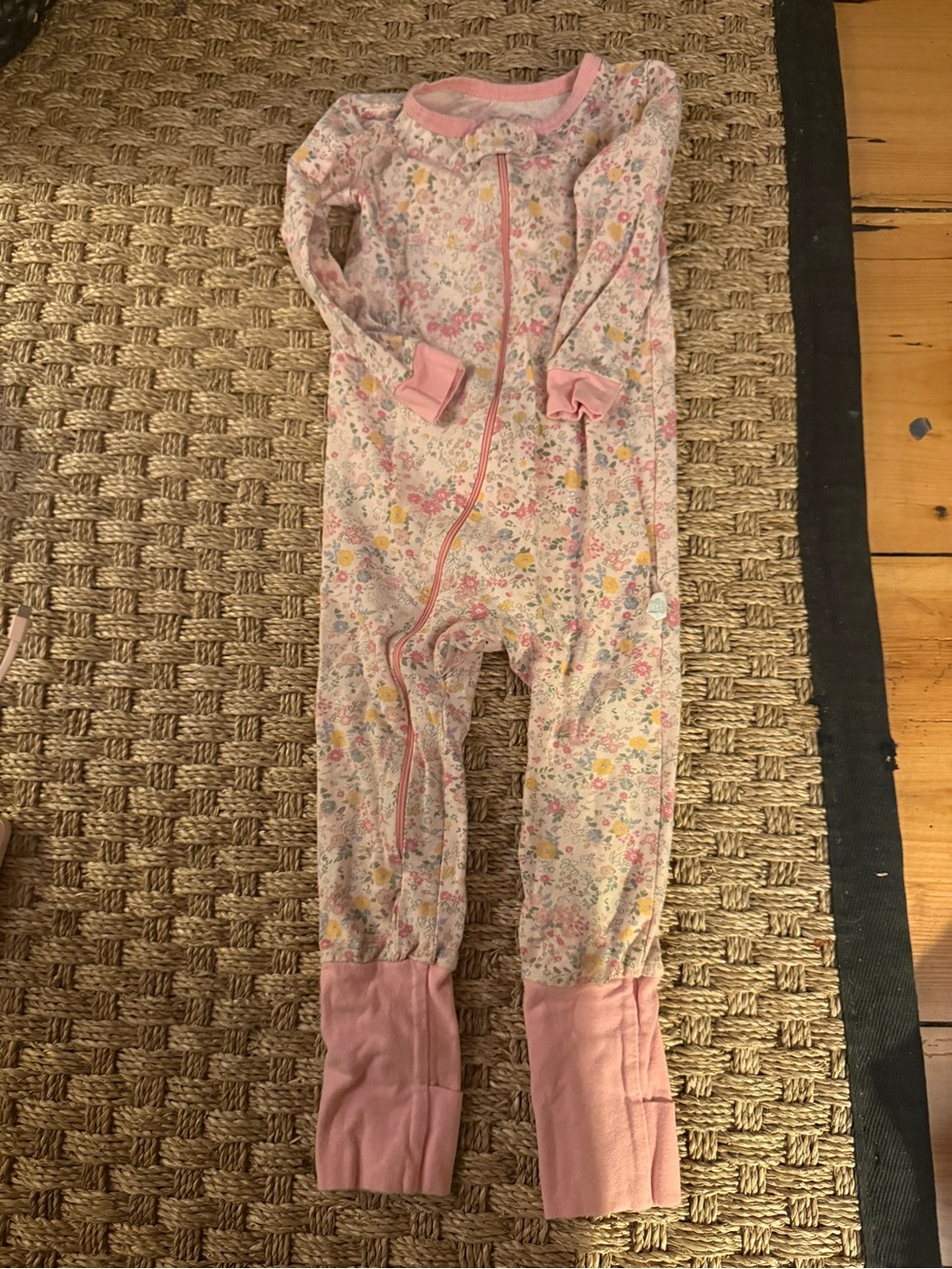 Sleep On It Pink Floral Zip-Front Footed One-Piece